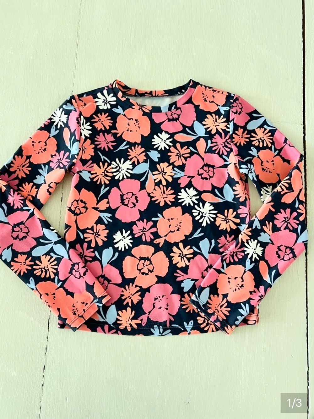 GAP Kids Floral Long Sleeve Rash Guard Swim Top Size L